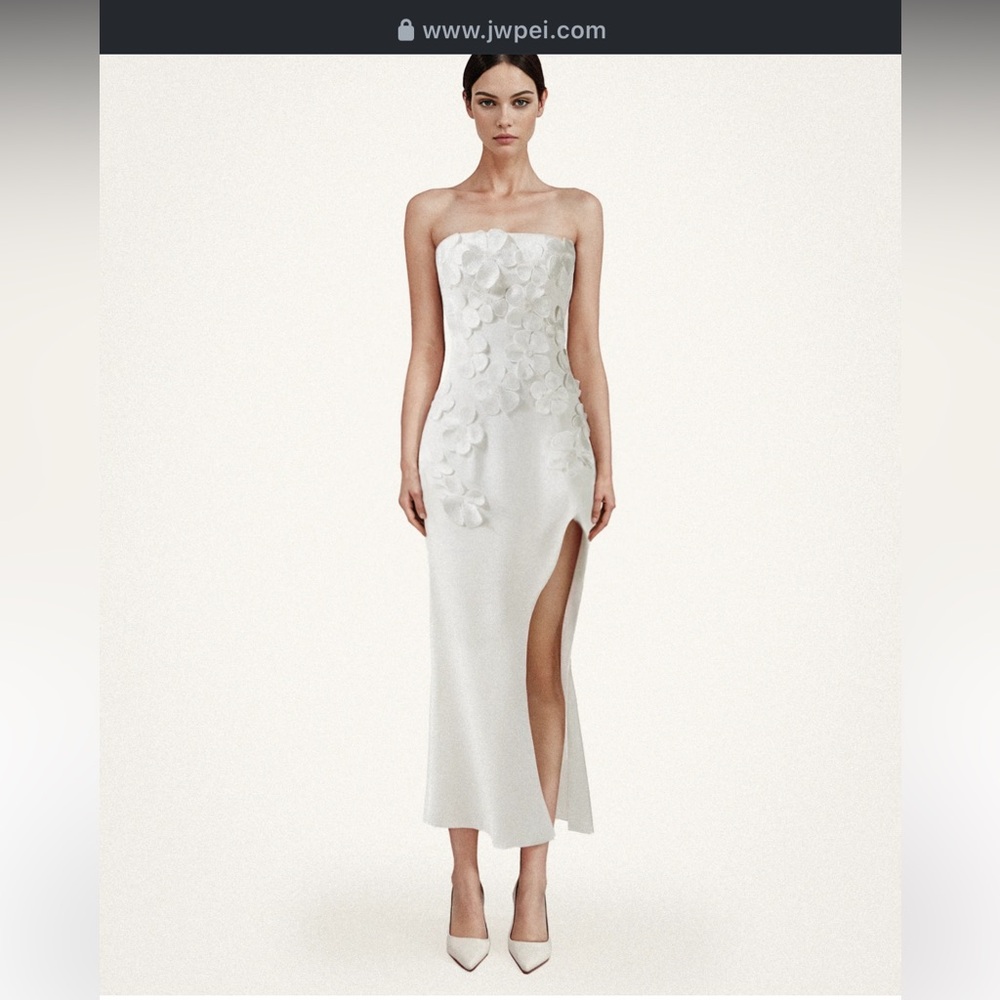 JW PEI White Strapless Dress with Elegant Silhouette